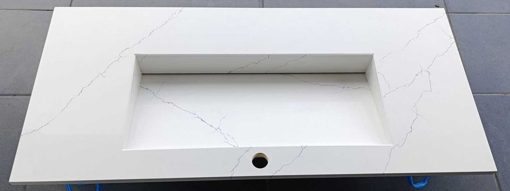 Chiuveta quartz, cu blat, pentru baza lavoar 100 cm