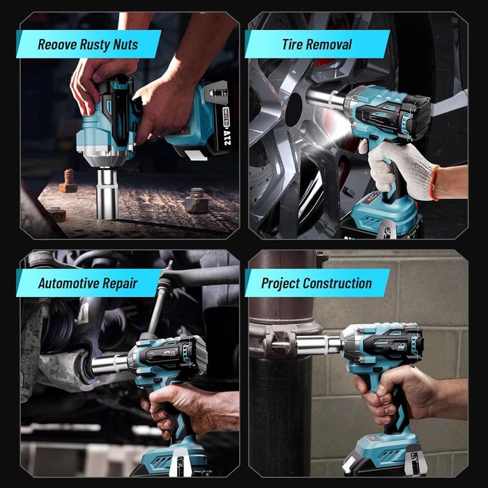 Cheie cu impact electric, 1000N.m, design compact, set cu 2 acumulator