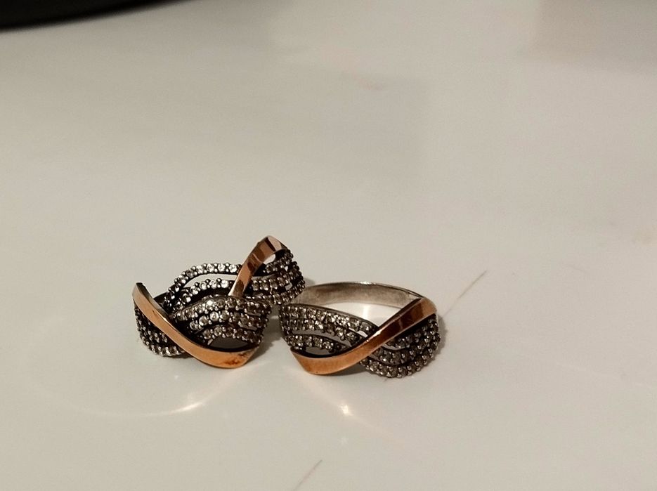Серьги+ кольцо из серебра позолоченные