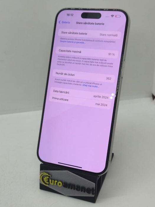 Telefon mobil Apple iPhone 15 Pro Max, 256GB, 5G, White Titanium -A-