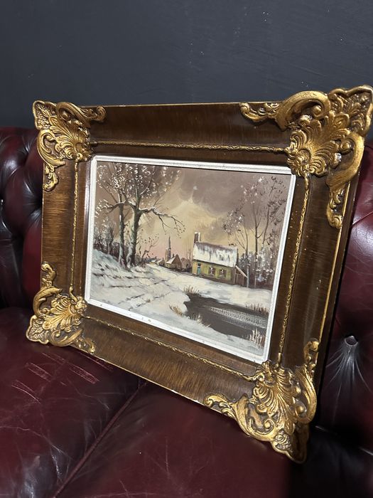 Tablou ulei pe panza - Peisaj de iarna -