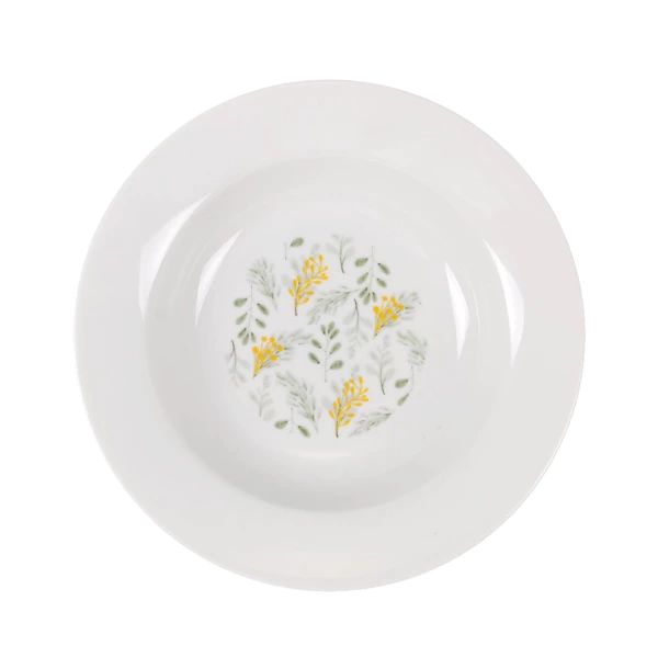 Set vesela masa Reims 18 piese, portelan decorat, rotund, Culoare Alb