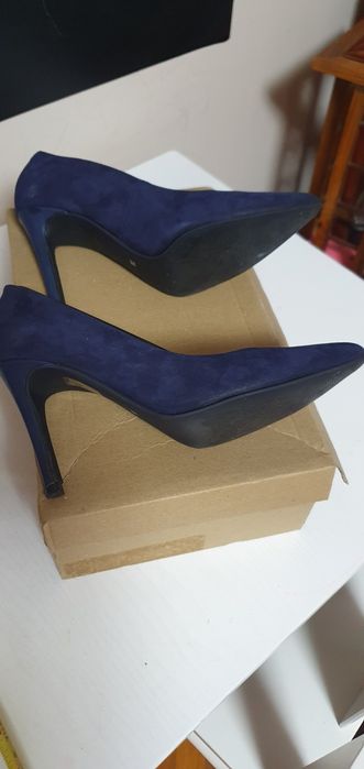 Pantofi stiletto piele naturala interior/exterior bleumarin marimea 36