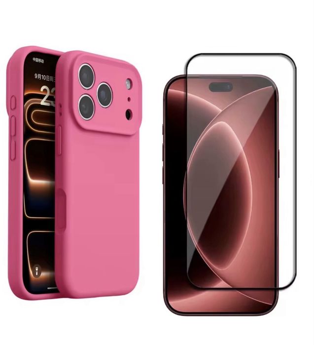 Husa Soft Catifea si Folie Sticla Iphone  17 PRO MAX 17 PRO 17 18 PRO 18 PRO MAX