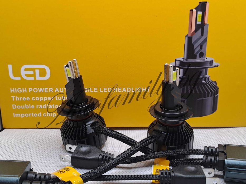 Ново!H7 LED 120W 20,000lm Триточково охлаждане с месинг+вентилатор V18