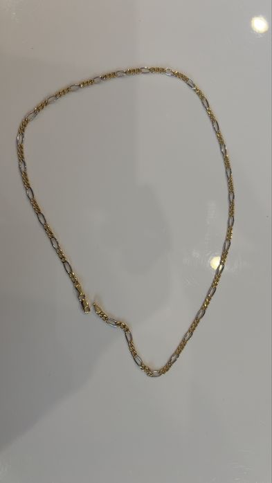 Lanț aur galben-alb 14k nou.Greutate:3,85g, Lungime:45cm, Grosime:3mm