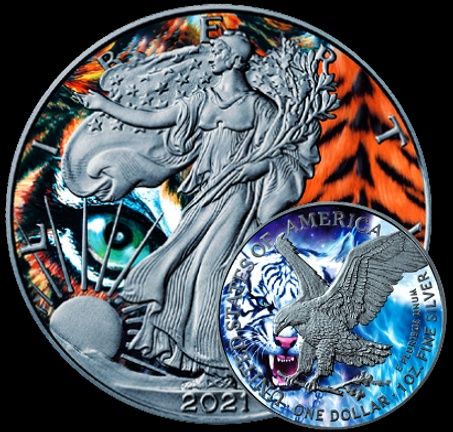 Седем унции сребро Silver American Eagle Мистични животни