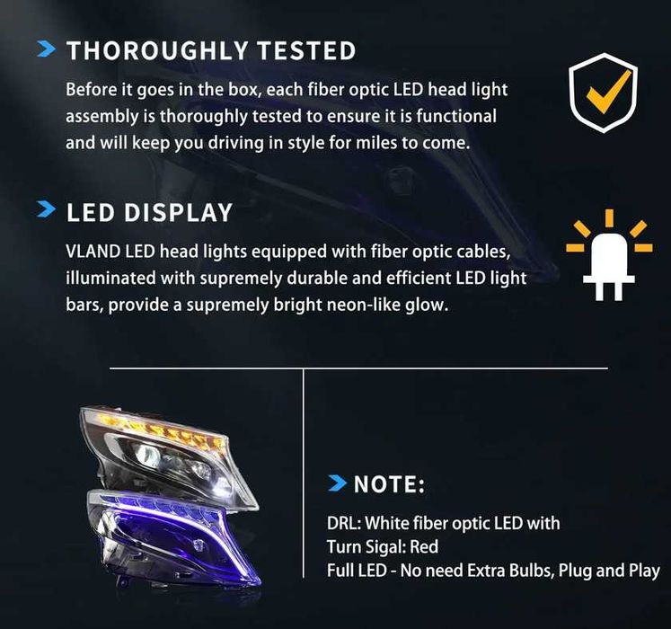 Динамични LED фарове Mercedes Vitow447 2016+