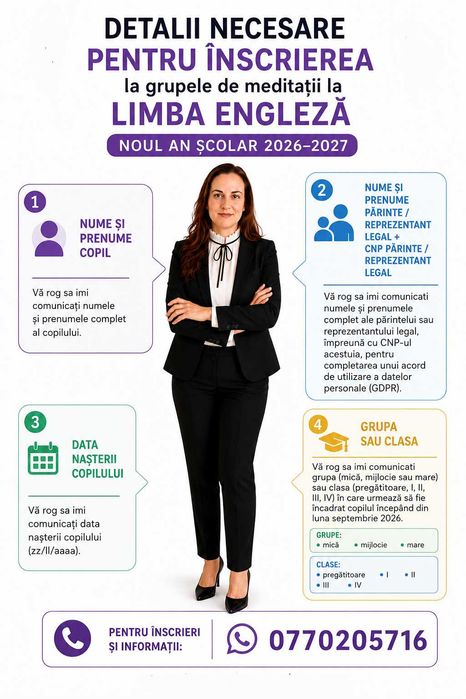 Meditatii la Limba Engleza pentru elevi si preșcolari