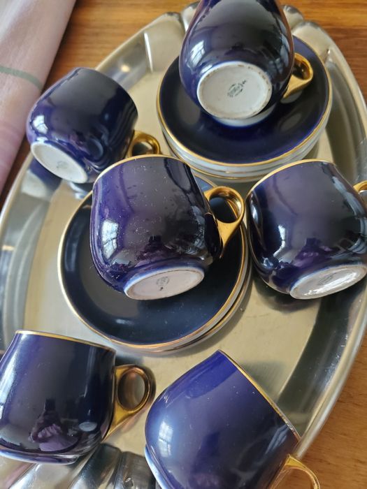 Set 6 cești de cafea albastru cobalt