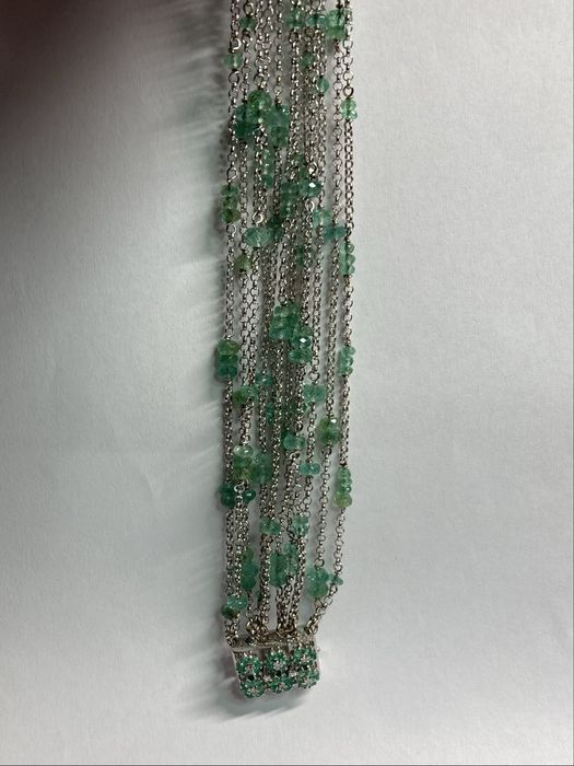 Bratara aur alb 18kt.cu smaralde si diamante