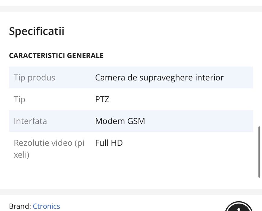 Camera de Supraveghere Ctronics 4G PTZ 360 - pret fix
