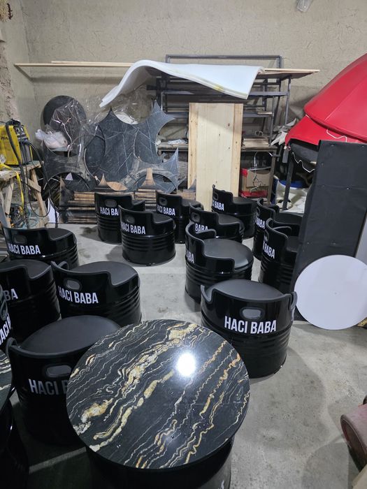 Мебель из бочек , стол стул, бар,фудтрак учун мебель ,лого дизайн ,