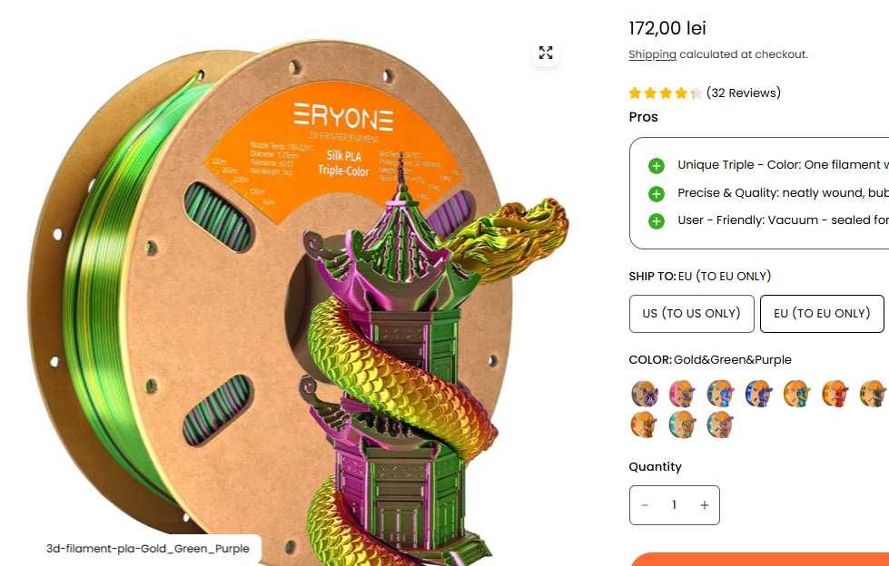 Filament pentru jocuri PLA refill bambu imprimanta 3D