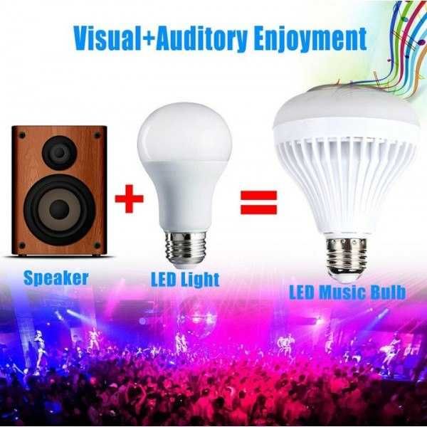 Топ хит Диско Блутуд Bluetooth колона крушка цвят музика лед RGB