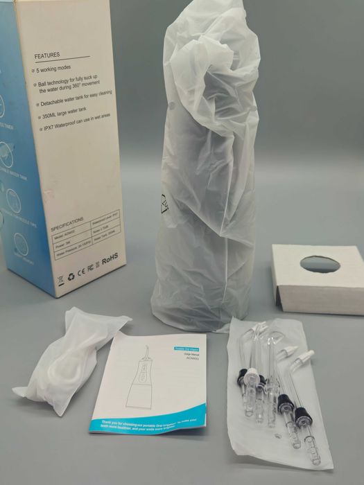 НОВ! Преносим зъбен душ  5 режима, 350 мл, IPX7, с 6 накрайника