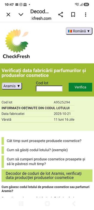 Apa de toaletă de barbati  Aramis