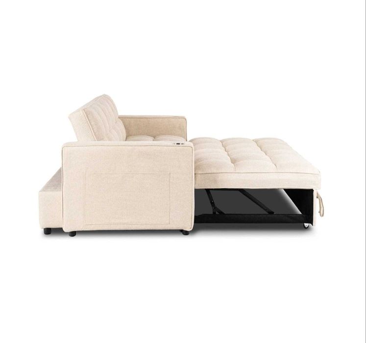 Fotoliu Dublu Extensibil Astana, 141x103x84 h cm, Stofa, Beige