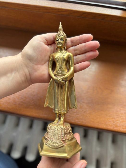 Superbă statuetă tailandeză cu Buddha Sukhothay/alamă/h=25cm.