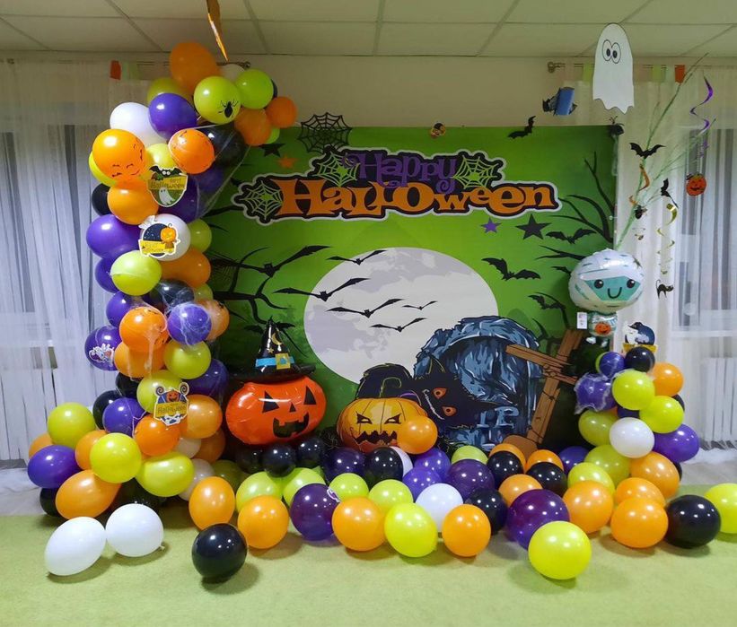 Фотозоны на Helloween, шары, декор.