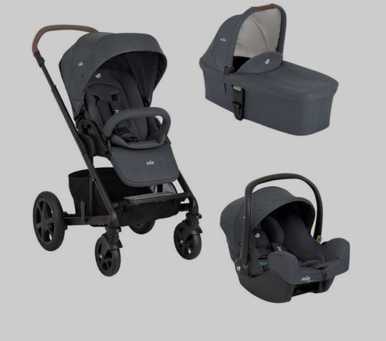 Carucior 3in1 JOIE A-Tour Chrome Dlx, 5 puncte, 0 luni+, gri antracit-negru