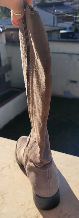 Cizme lungi de dama, piele naturala, intoarsa, mar. 40