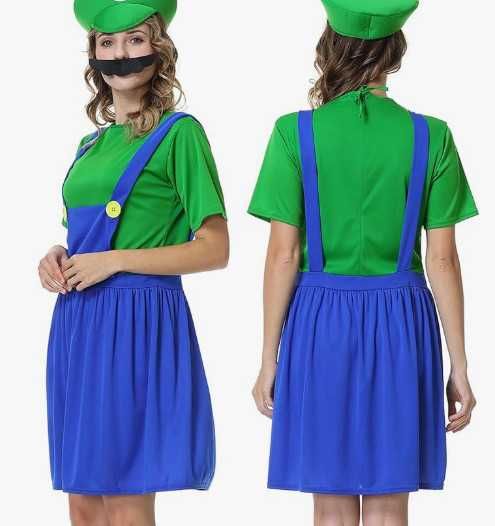 Дамски костюм Super Mario Luigi, дамски карнавален костюм
