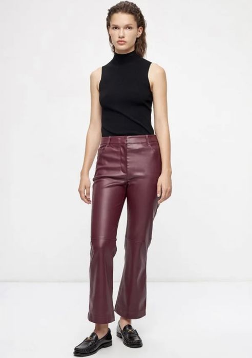 Кожаные брюки от бренда Lime. Расклешенные