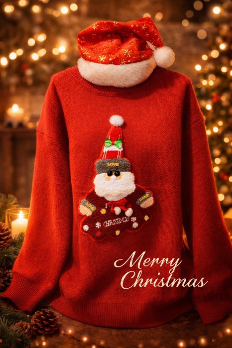 Праздничный женский свитер с новогодним дизайном