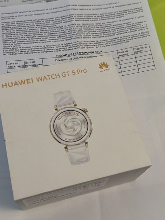 ЧИСТО НОВ Huawei watch GT 5 Pro Гаранция Yettel 2027г. White | GT5