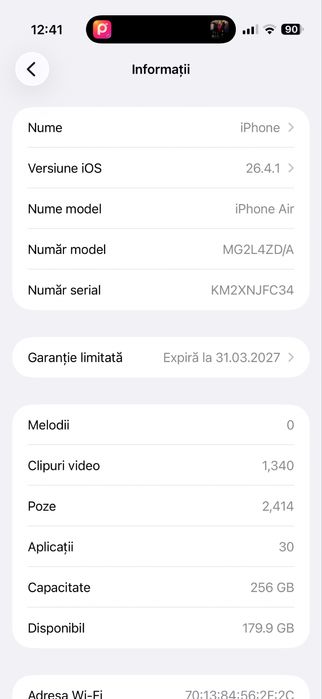 Iphone 17 air 256Gb schimb