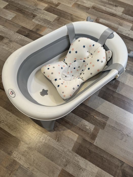 Бебешка вана Homcom, PP/TPE, Сгъваема, 0-3 години, 81.5x50.5x23.5 см, Бяла / Сива