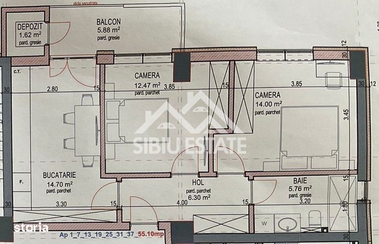 Apartament 2 camere, 55,1 mp, la cheie – Doamna Stanca, + parcare