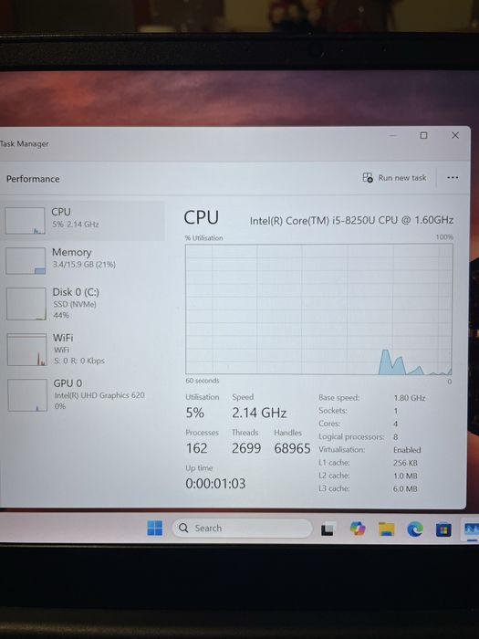 Laptop Lenovo ThinkPad E580, 16gb ram, ssd, intel 8gen