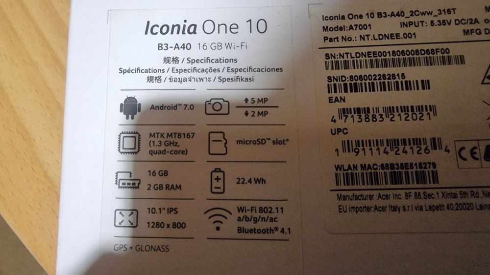 Таблет Acer iconia One10