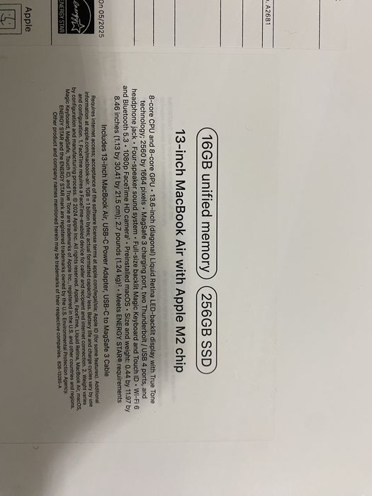 Macbook air m2 16/256 yangi