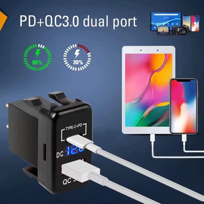 Buton Toyota  USB + USB C + volt metter