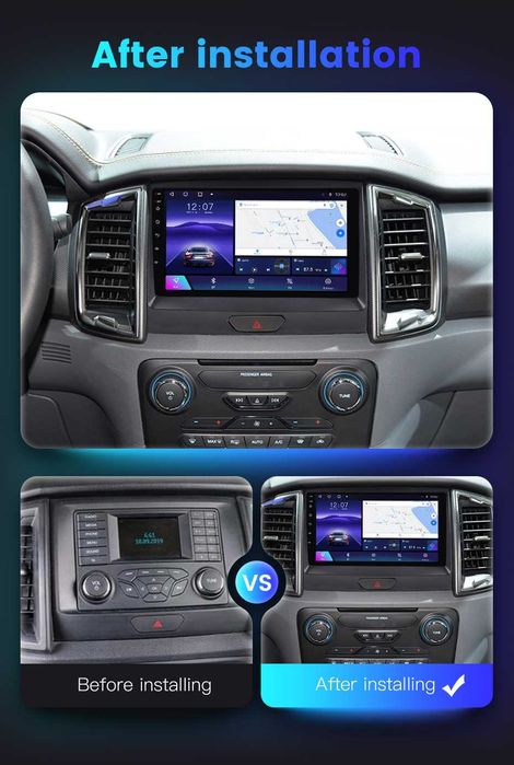 Navigatie Android 14 Ford Ranger 2015+ 1/8 Gb Waze CarPlay + CAMERA