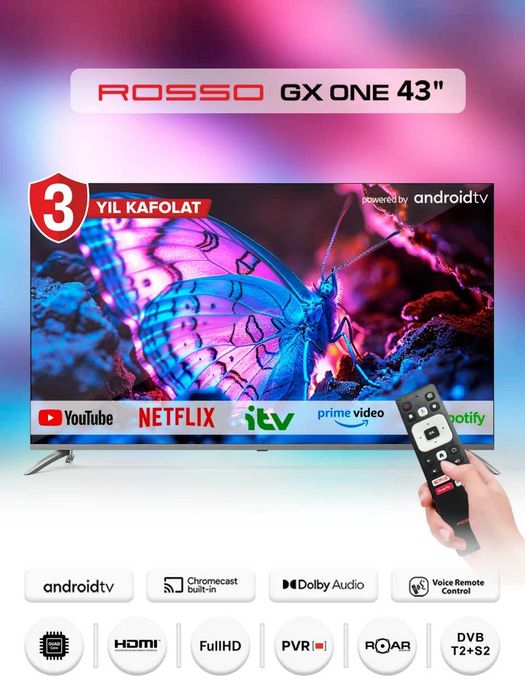 Телевизор  Rosso 43GX TWO Google TV голосовой +ДОСТАВКА!