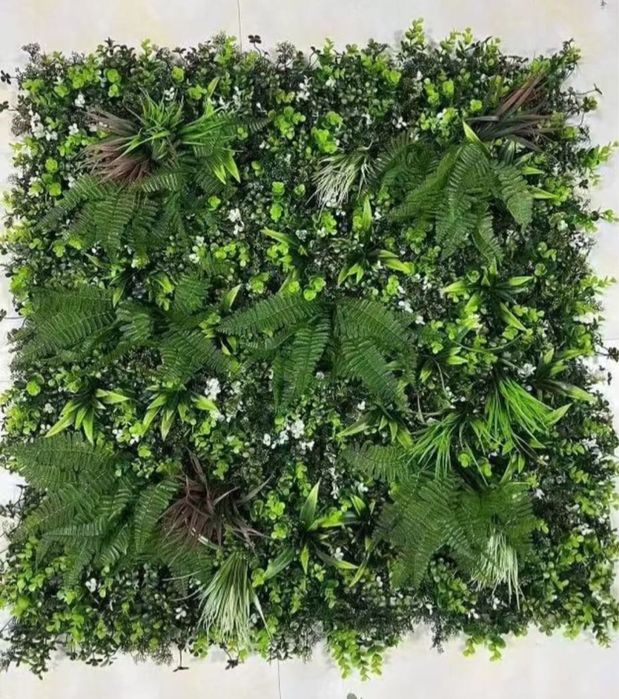 Panou decorativ verde cu mix de plante artificiale 1mx1m Spring