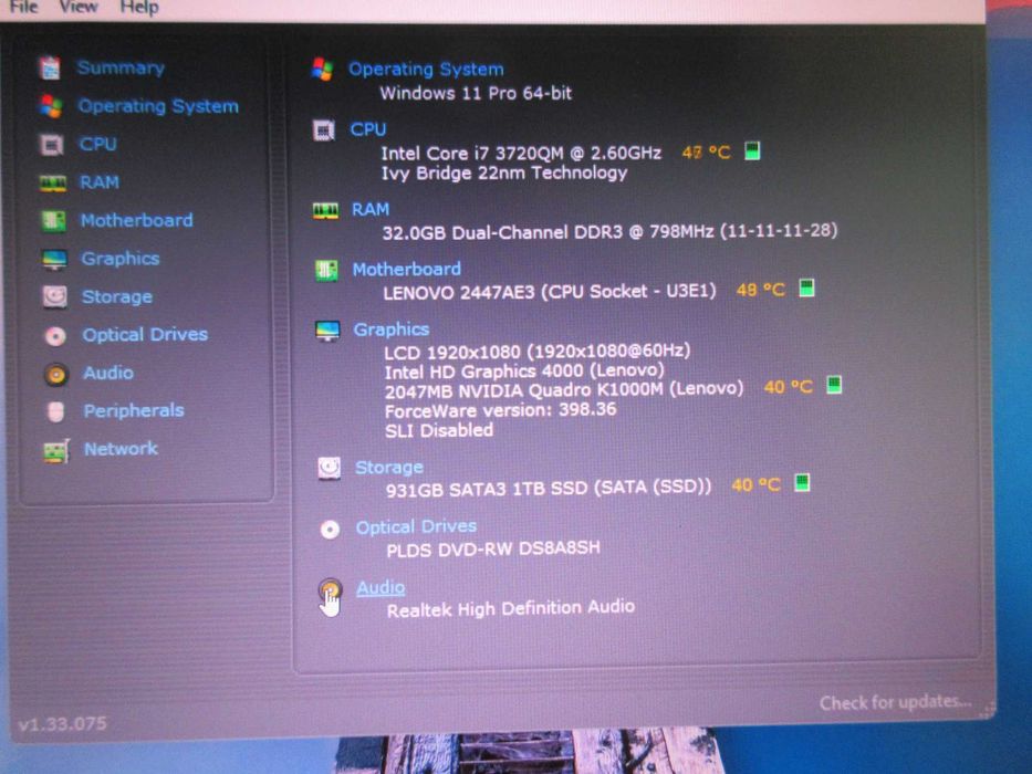 Lenovo Thinkpad W530,i7-3720QM,32GB RAM,1TB SSD,нова 9кл. батерия