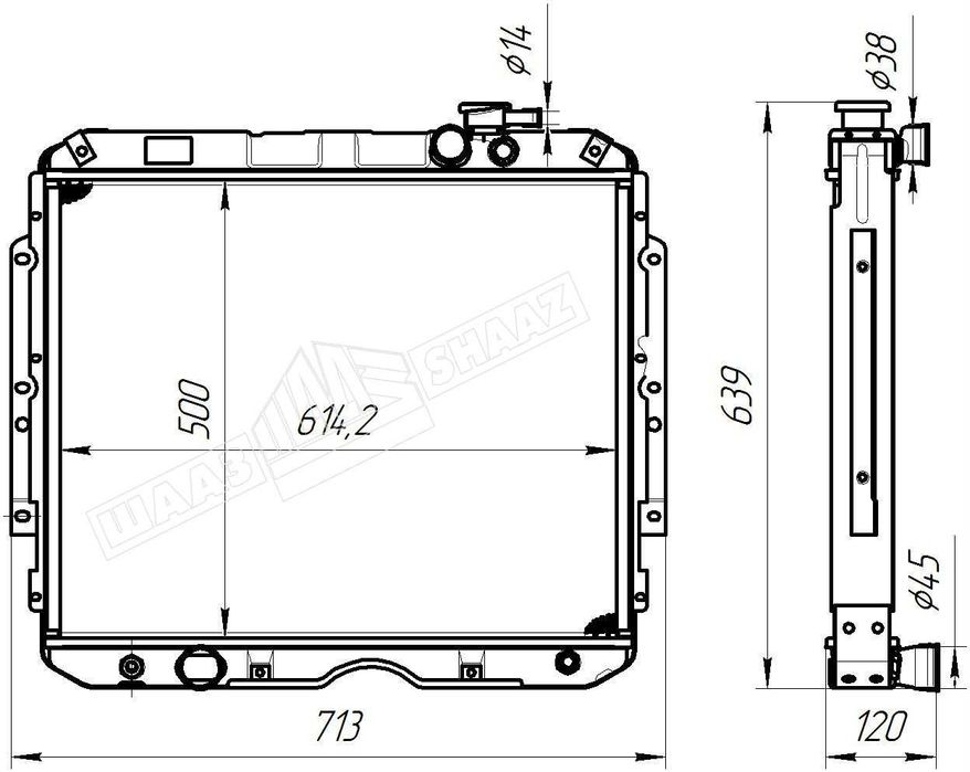 Радиатор ГАЗ-3307, 3309 с дизельным двигателем