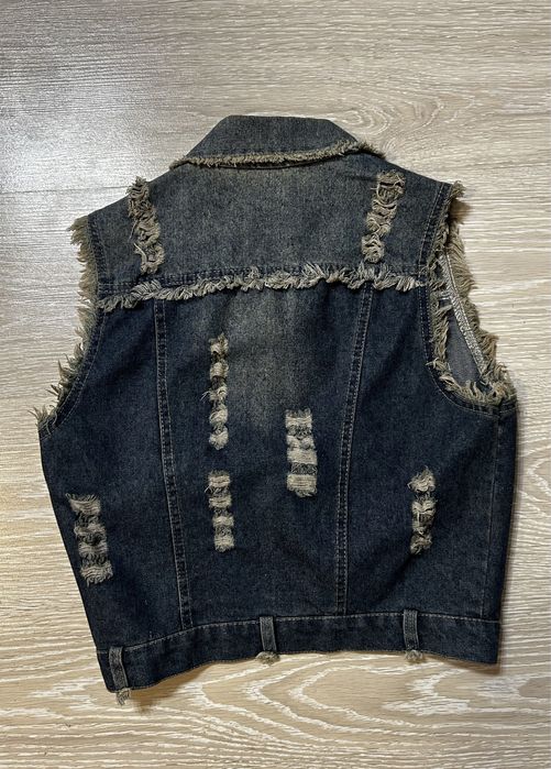 Дамско дънково елече без ръкав