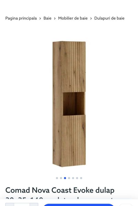Set mobila baie 2 piese - fronturi MDF riflat - culoare stejar - NOU - nedesfacute