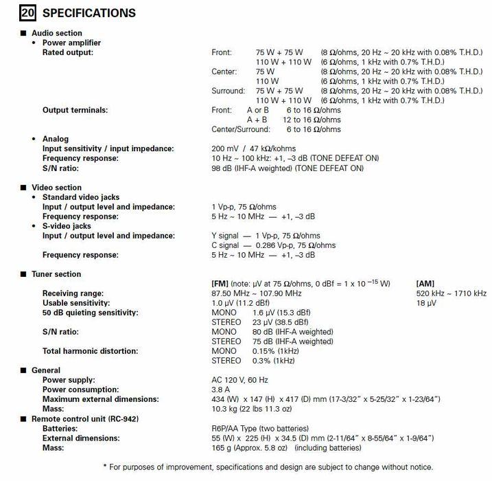 Amplificator Denon AVR 1404, ca nou, telecomanda originala