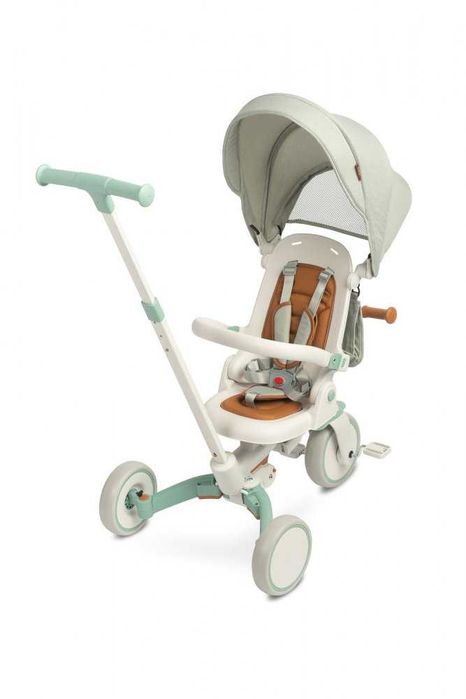 Tricicleta copii Toyz Faro Verde multifunctionala,ultrapliabila,spatar reglabil,scaun rotativ,maner reglabil in 4 pozitii,roti EVA,gentuta inclusa