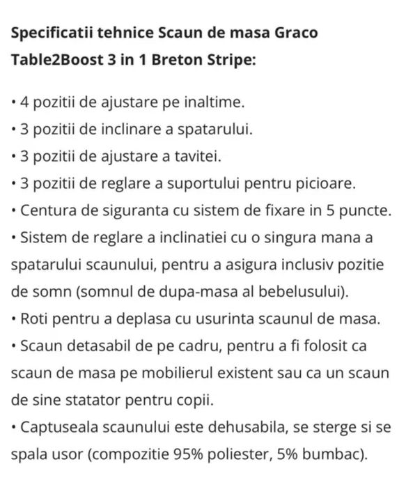 Scaun de masa pentru copii Graco Table2Boost