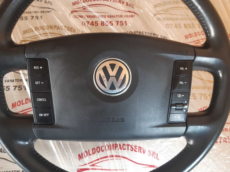 Volan piele complet cu airbag si comenzi vw touareg 7L 2002-2010