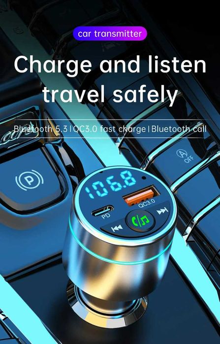 Bluetooth FM трансмитер BC61 QC 3.0 Бързо зареждане QC 3.0 MicroSD