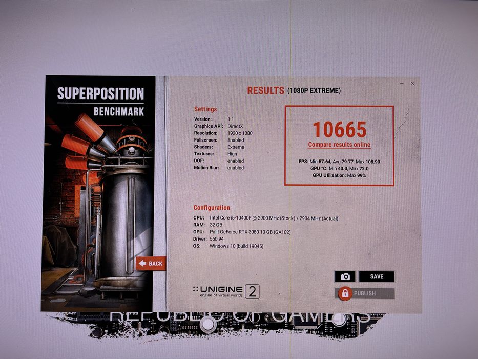 RTX 3080 10gb Palit Game Rock